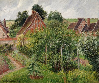 Landschaft mit Hüttendächern von Camille Jacob Pissarro